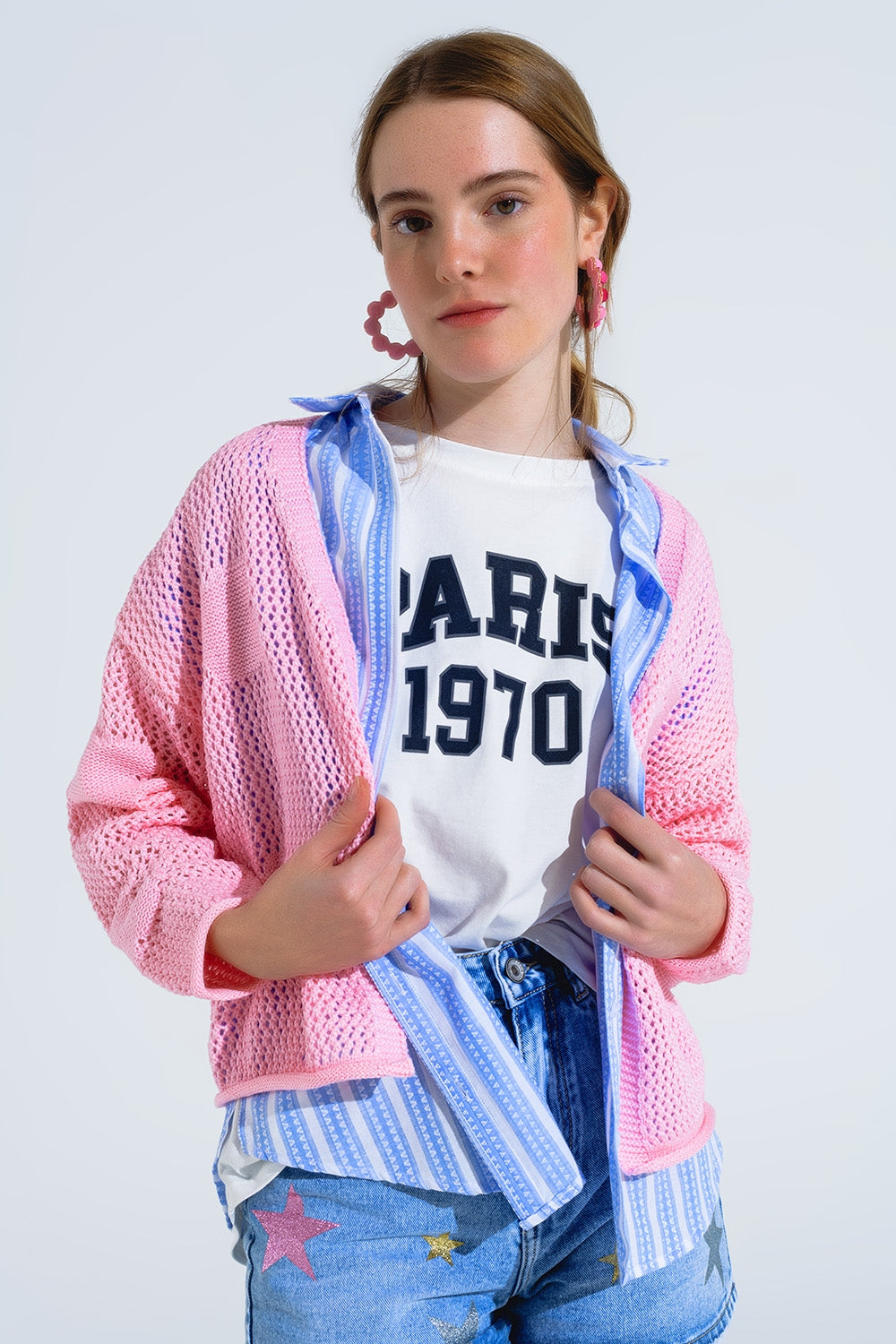 Rebeca De Ganchillo Con Nubes De Punto En Rosa Q2