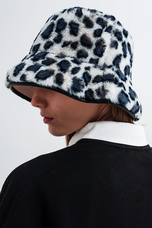 Q2 Sombrero de pescador con estampado animal en gris