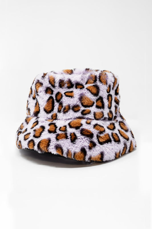 Q2 Sombrero de pescador con estampado animal en morado