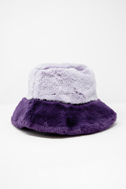 Q2 Sombrero de pescador violeta de piel sintética