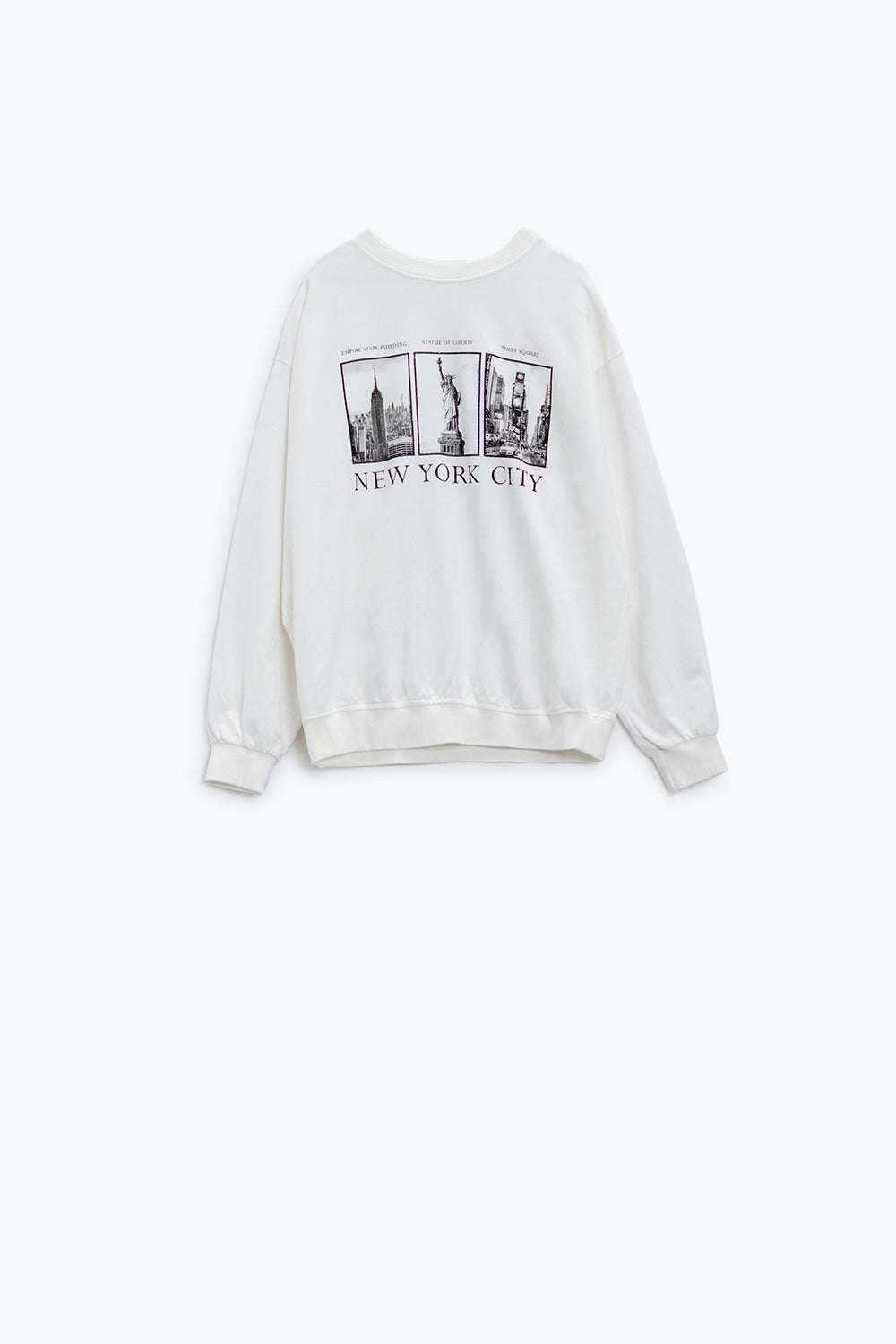 Sudadera blanco de manga larga y cuello redondo con estampado new york city Q2