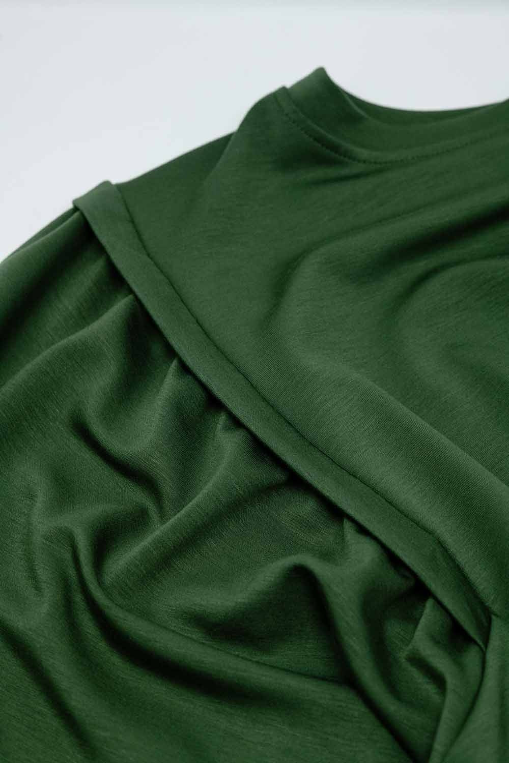 Sudadera caqui de manga larga con detalles de costura frontal en los laterales Q2