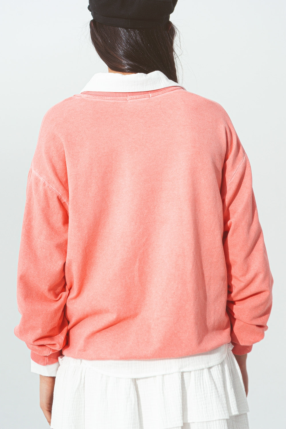 Sudadera con texto de New York City en Coral Q2