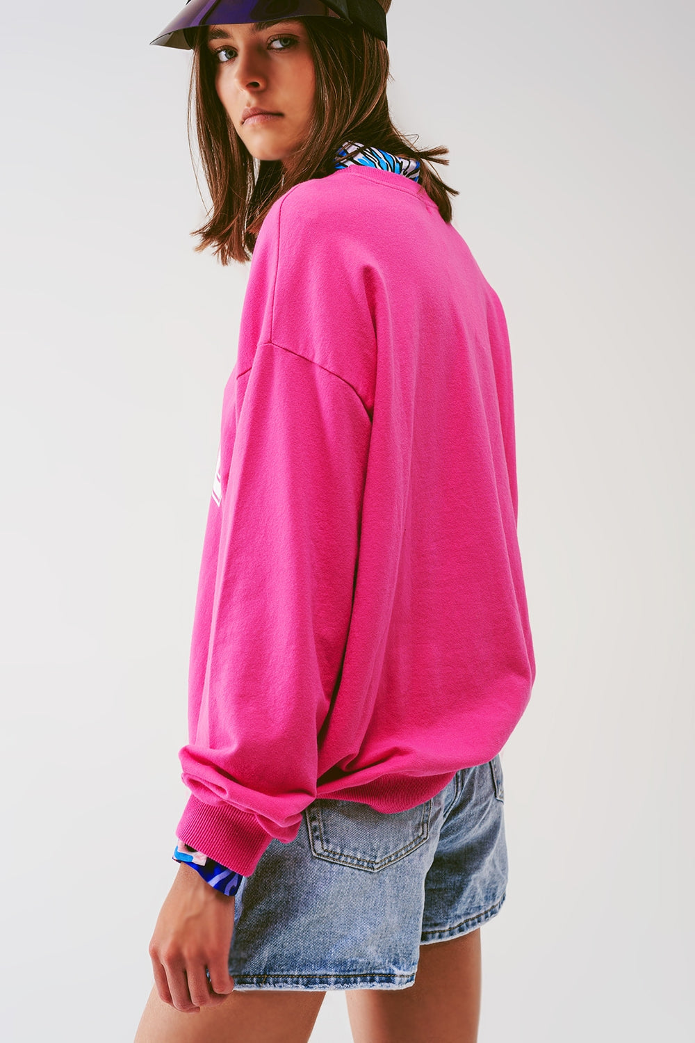 Sudadera con texto Los Angeles 77 en rosa Q2