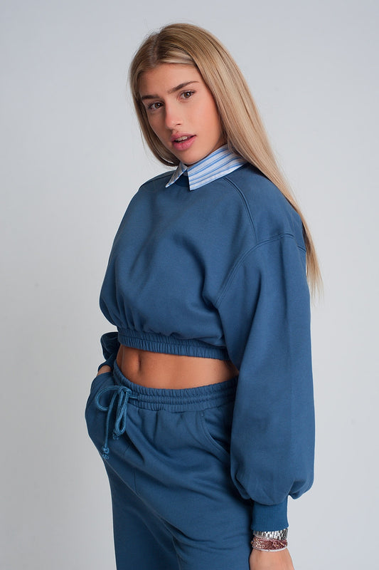 Q2 Sudadera corta deportiva en azul