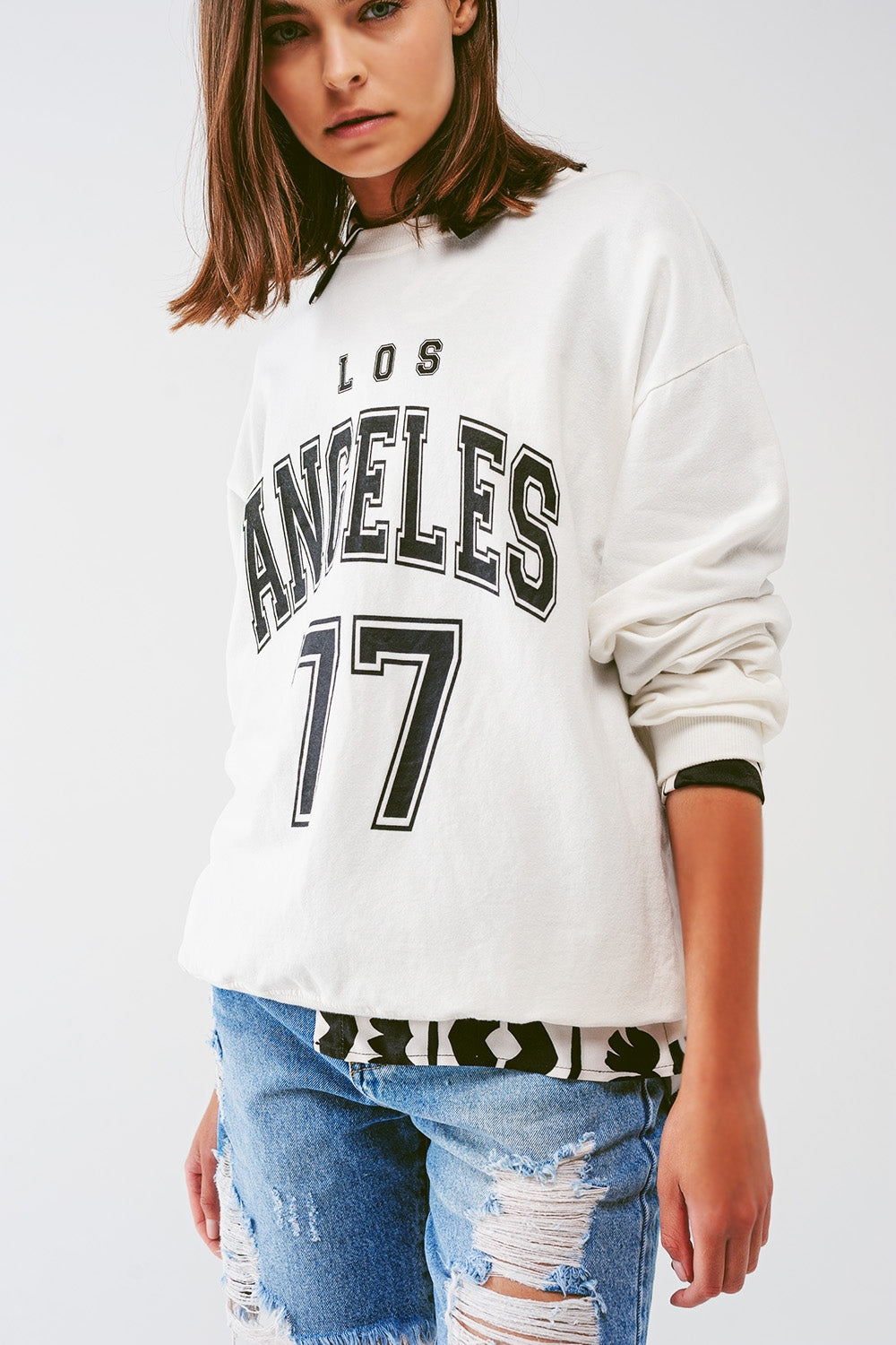 Sudadera holgada con texto de Los Angeles Q2