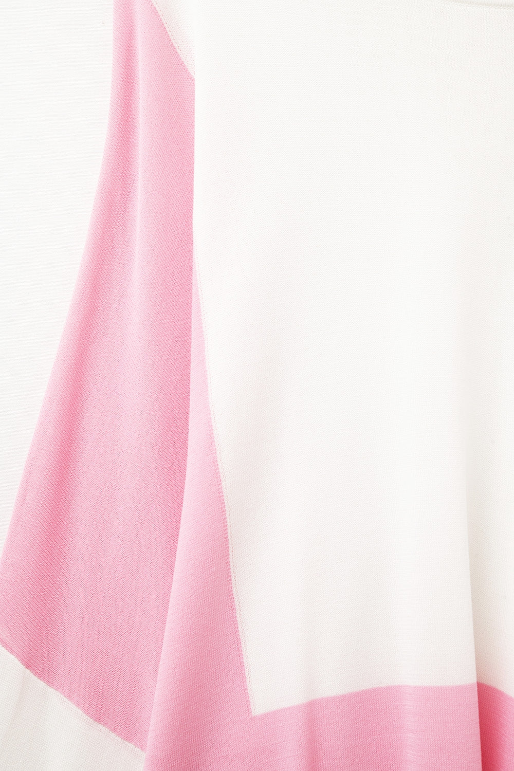 sueter color block con mangas de murcielago En Blanco y Rosa Q2