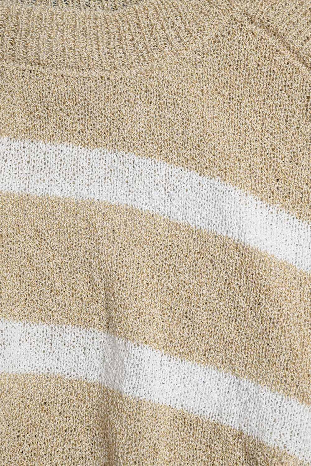Suéter Heather con Hombros Descubiertos y Rayas Horizontales en Beige Q2