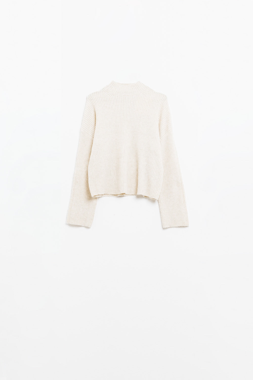 suéter relajado crema acanalado cuello alto Q2