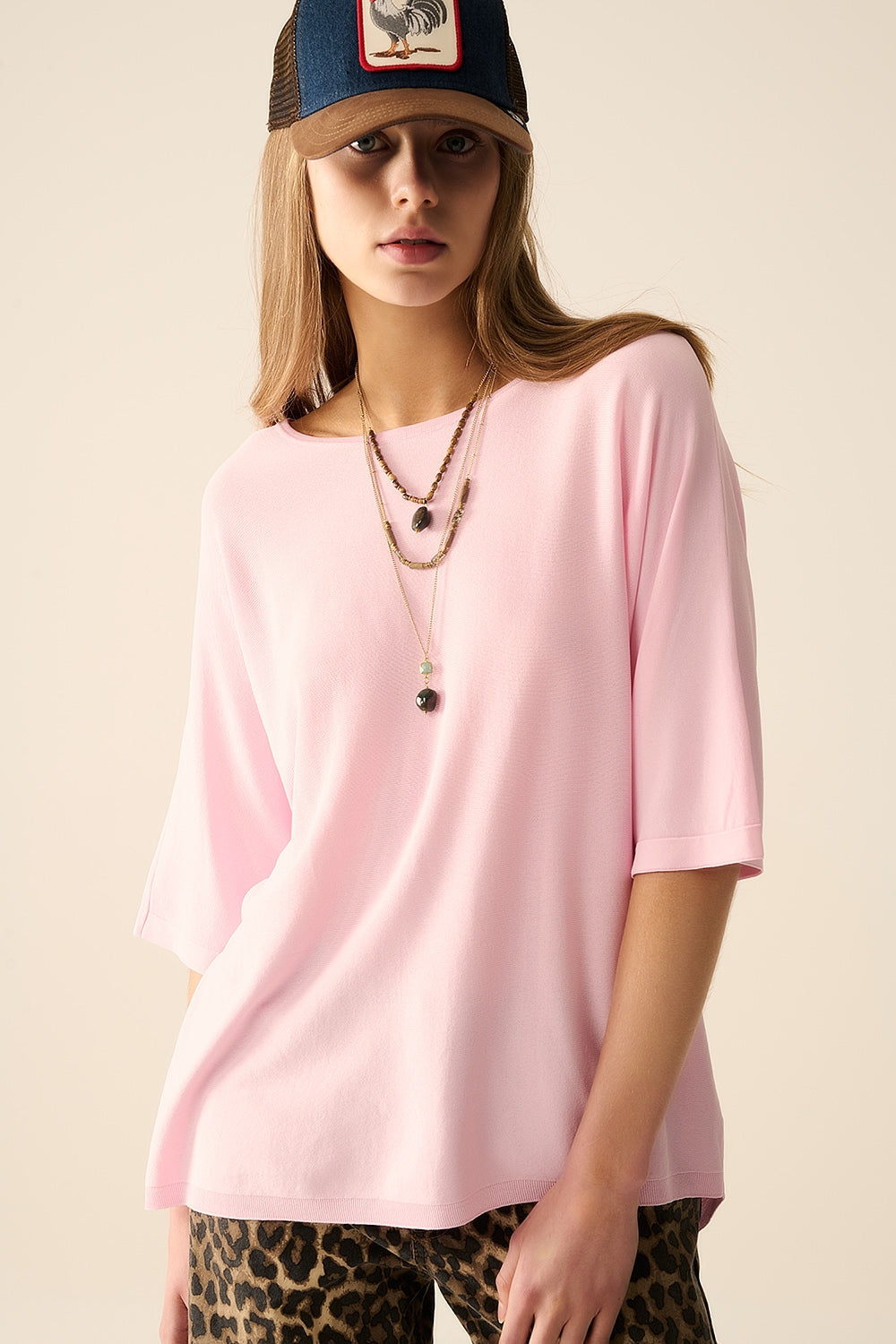 Sueter rosa con mangas hasta el codo Q2