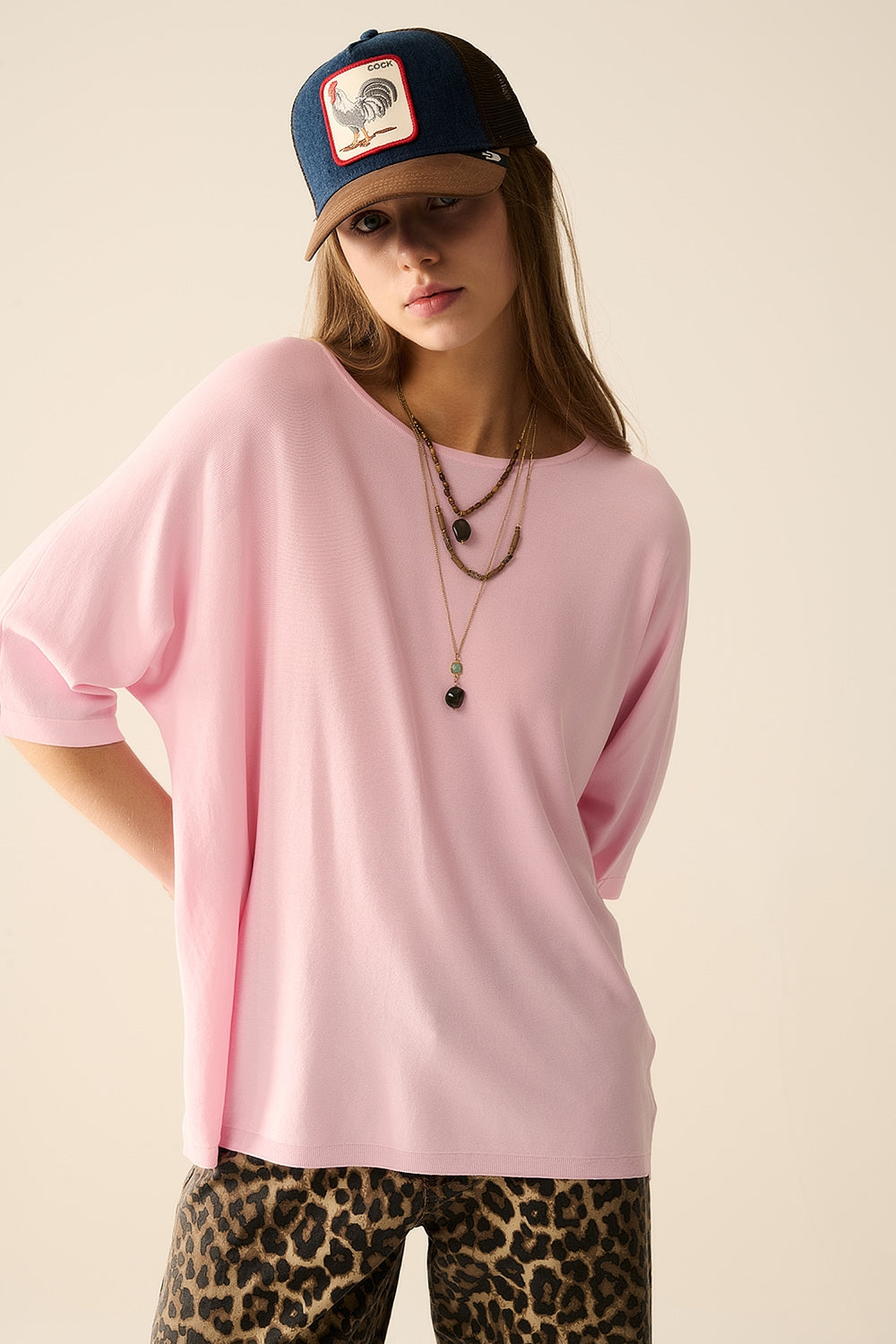 Sueter rosa con mangas hasta el codo Q2