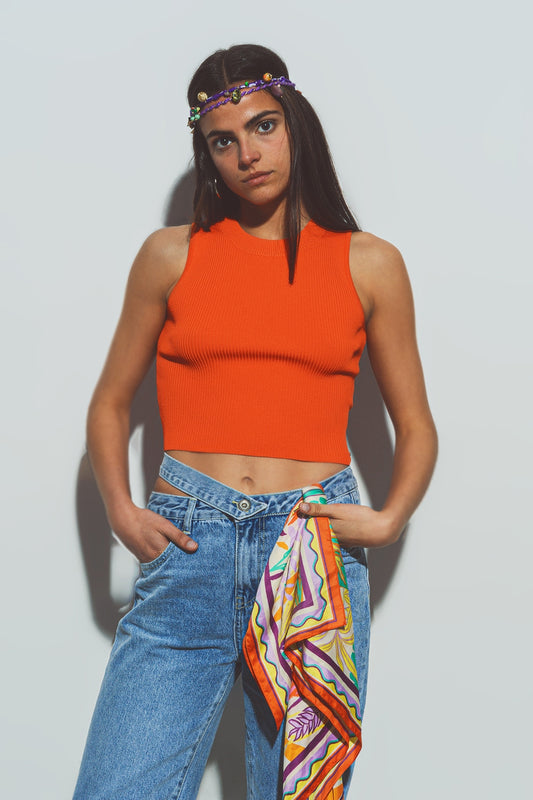 Q2 Sueter sin mangas corta en naranja