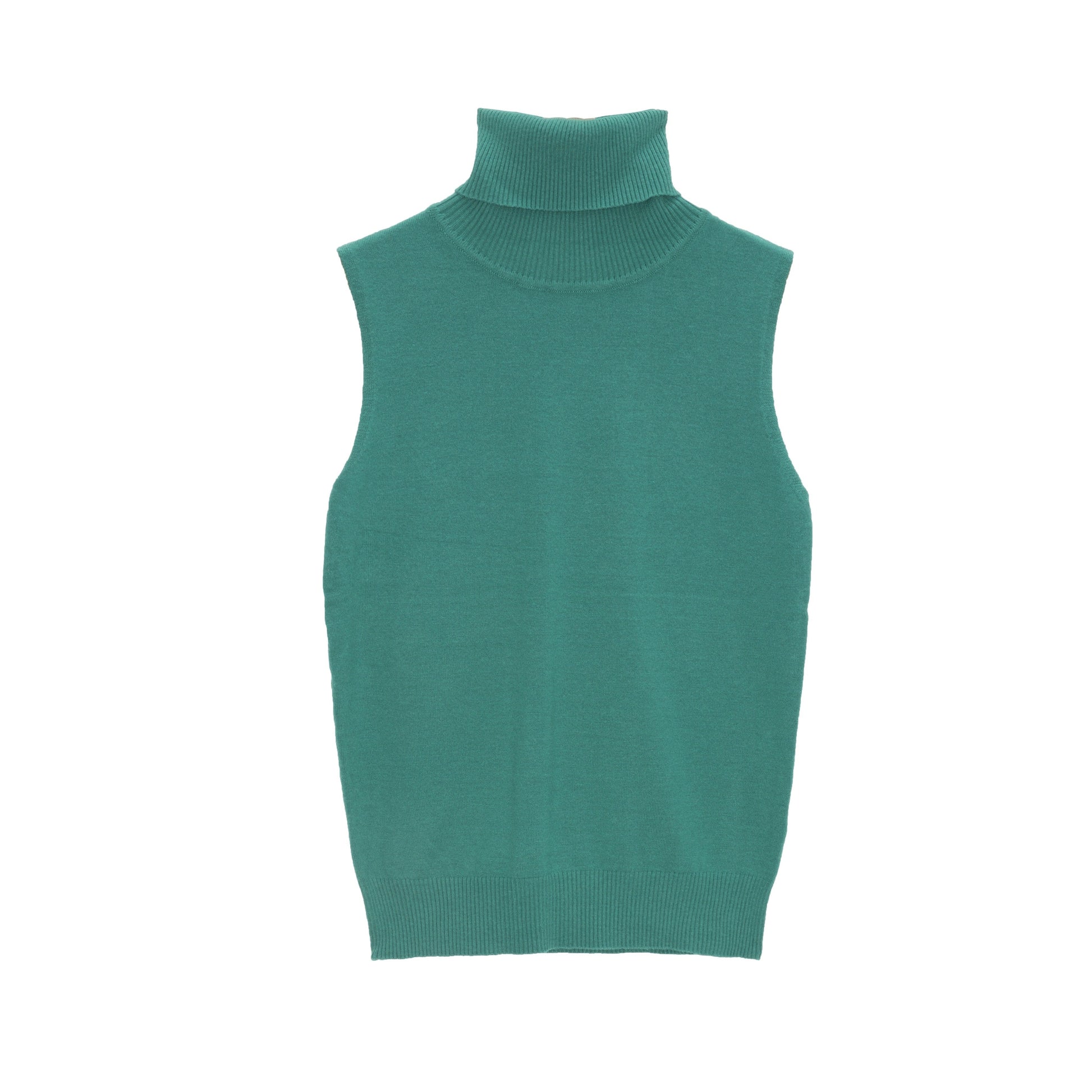 sueter sin mangas cuello alto en verde Q2