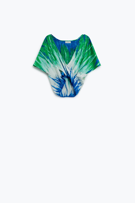 Q2 Tie-Dye Cruzado En La Parte Delantera Con Cuello En V