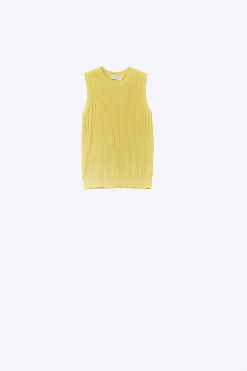 Q2 Top amarillo de punto acanalado sin mangas