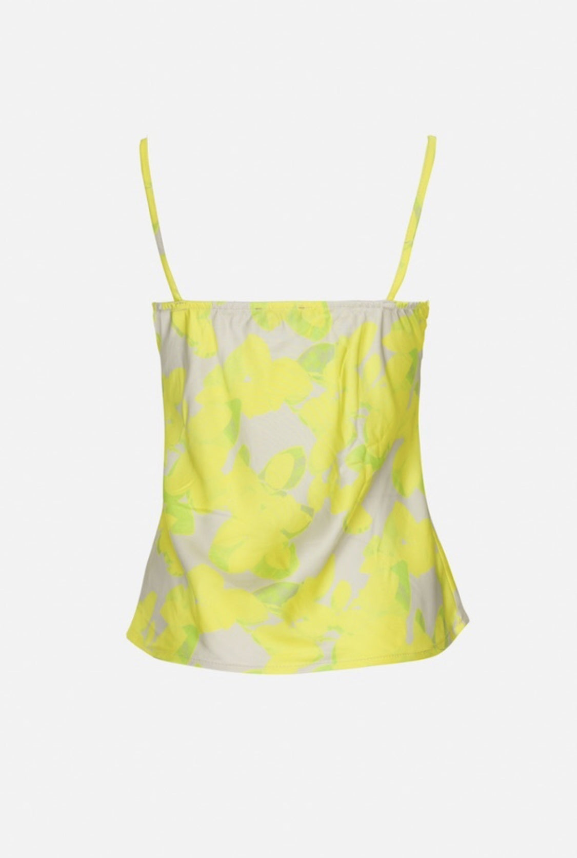 Top amarillo limón de tirantes con diseño estampado Q2