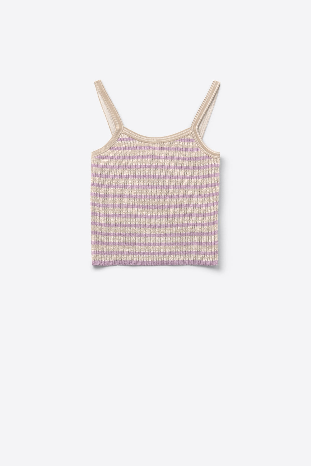 top beige con tirantes y rayas lilas Q2