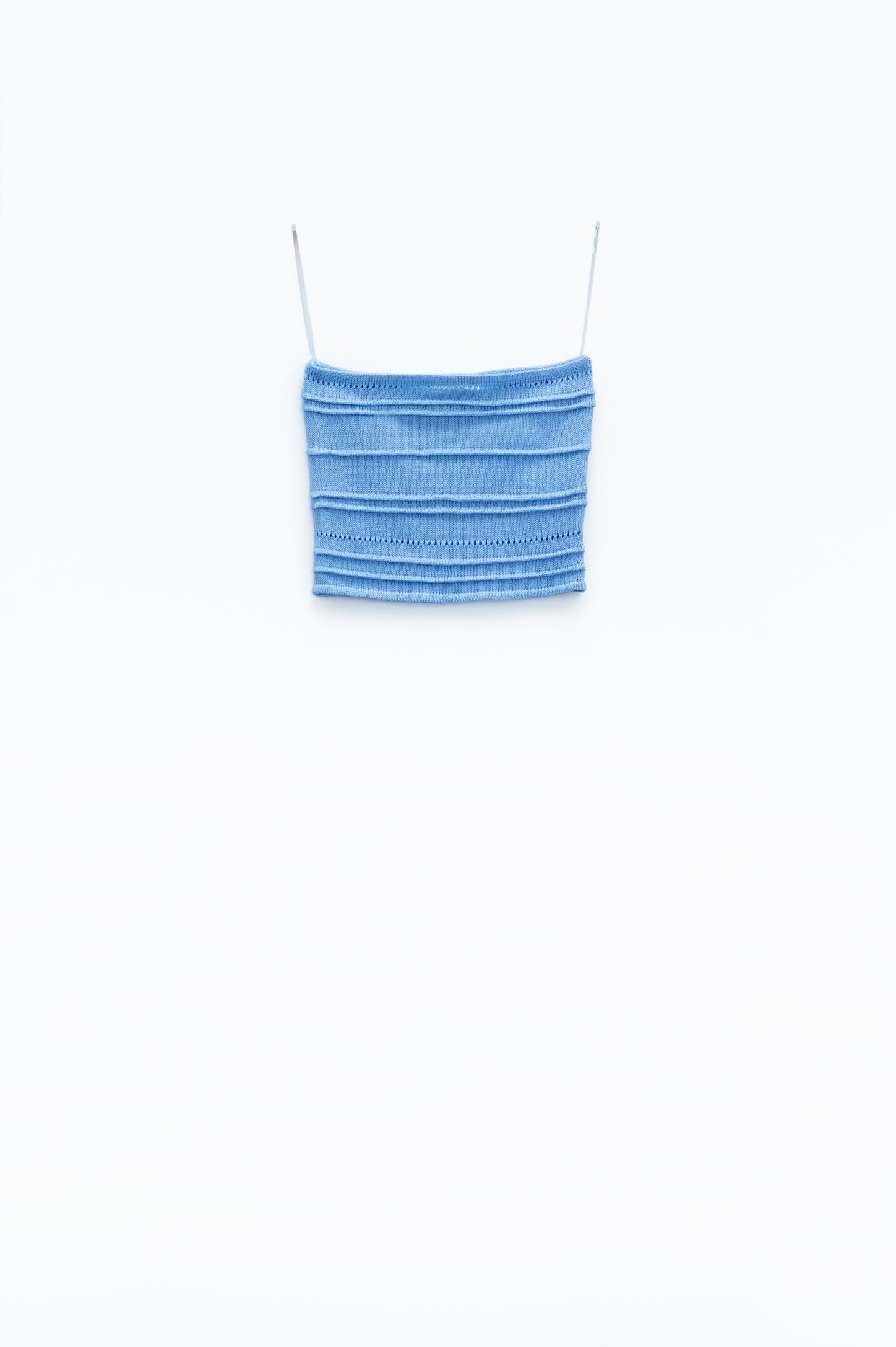 Top bodycon de punto sin tirantes En azul claro Q2