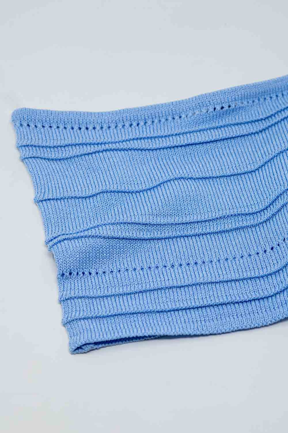 Top bodycon de punto sin tirantes En azul claro Q2