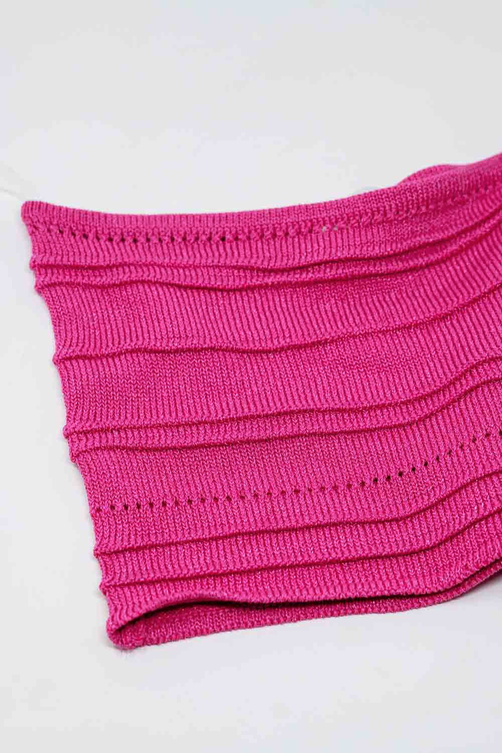 Top Bodycon De Punto Sin Tirantes En Fucsia Q2