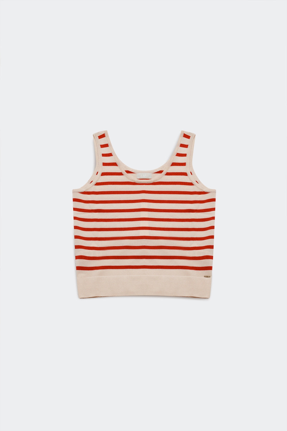Top corto a rayas en rojo y blanco Q2