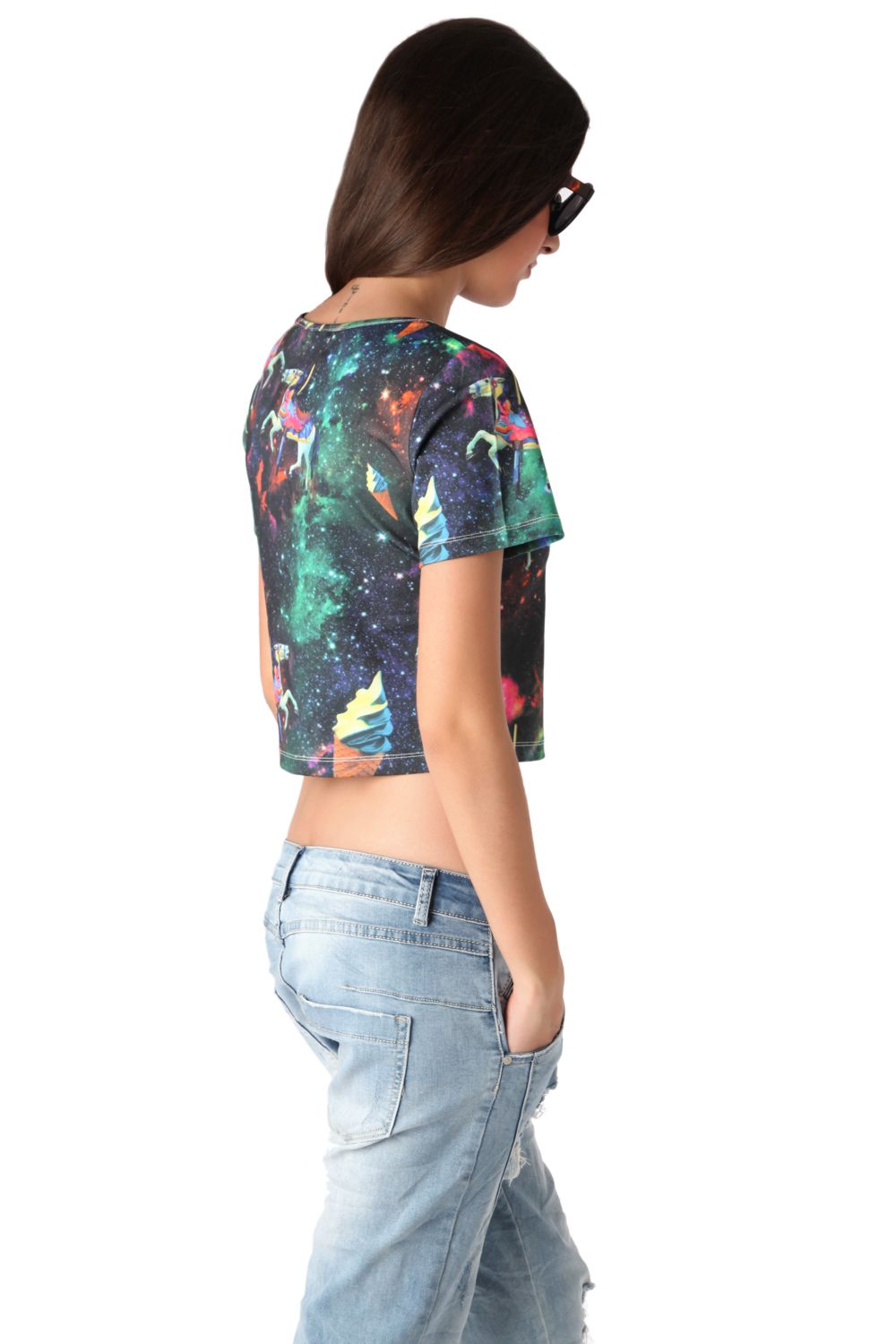 Top corto con estampado de ilustracion Q2