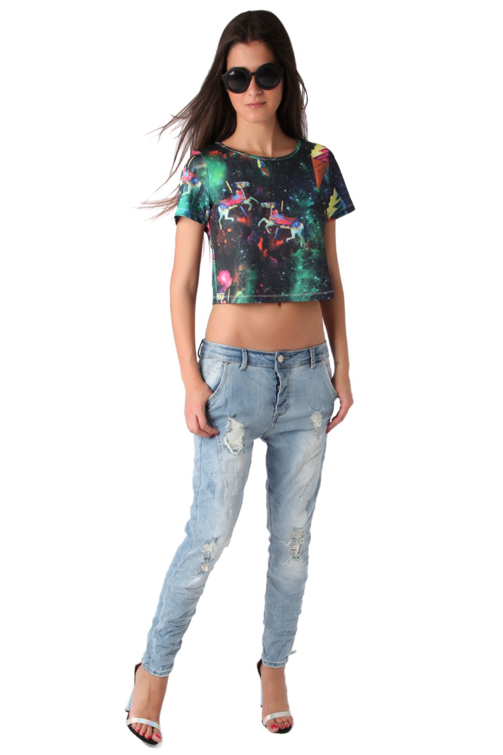 Top corto con estampado de ilustracion Q2