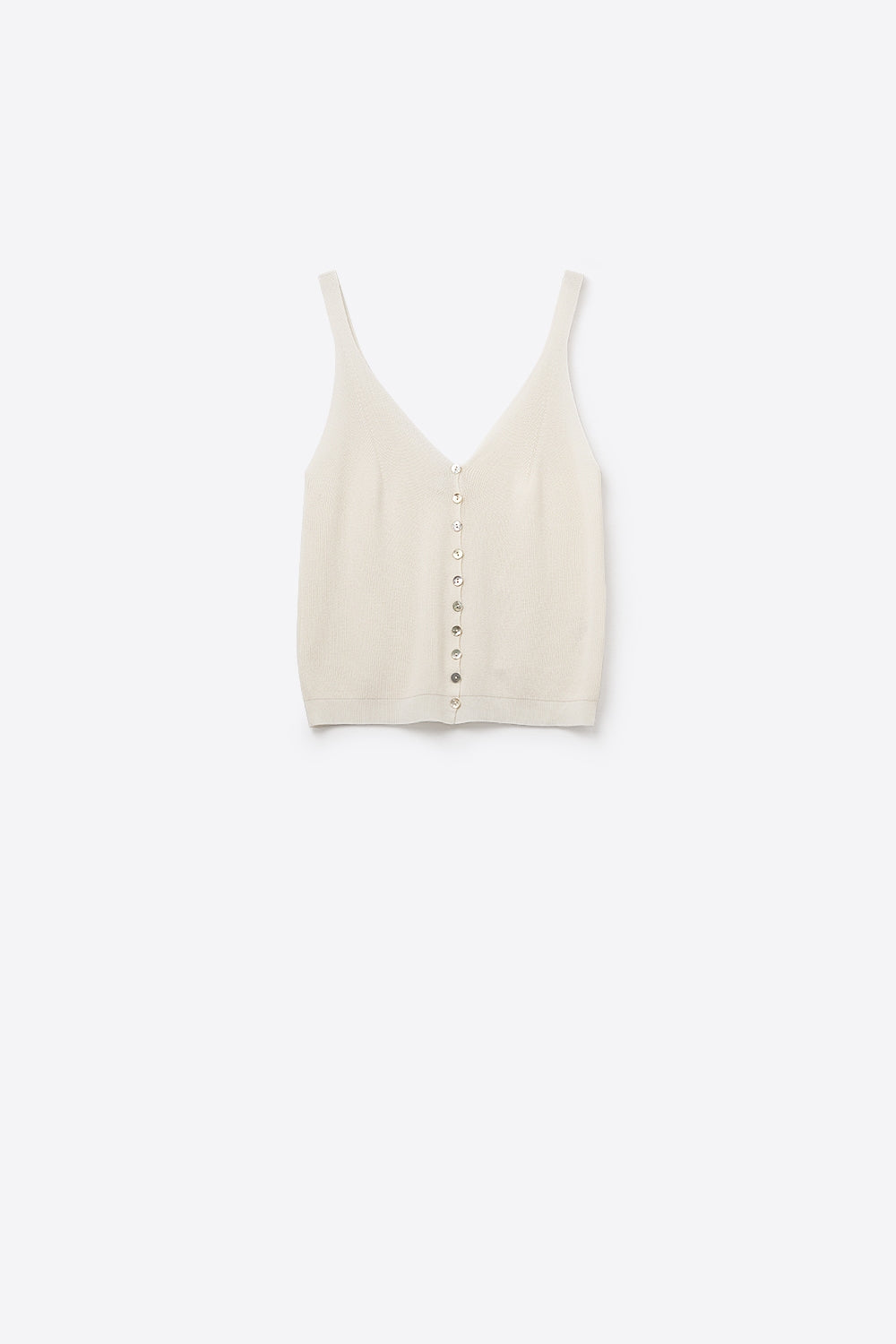 Top corto de punto beige abotonado Q2