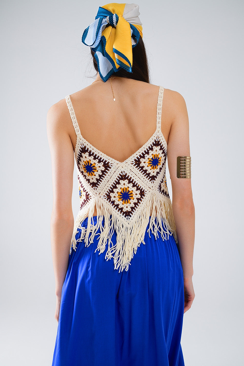 Top De Ganchillo Con Flecos En Crema Q2