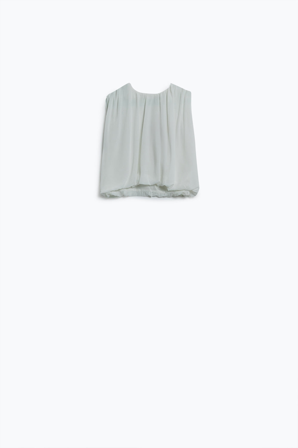 Q2 Top de gasa blanca con diseño fruncido