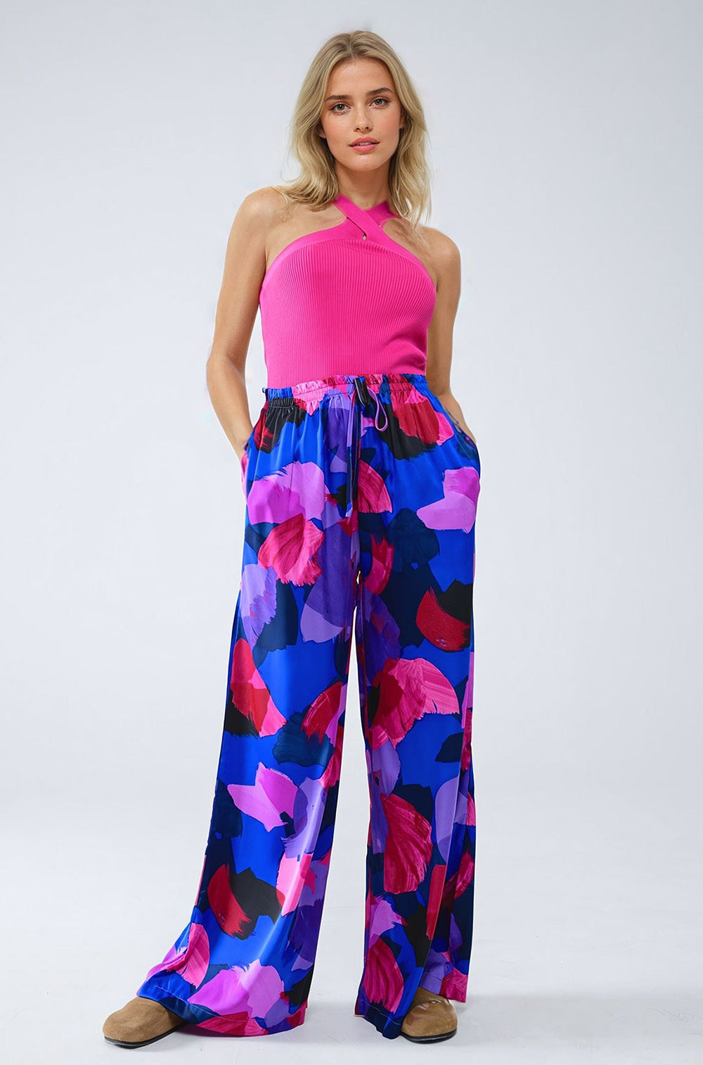 Top de punto cruzado en fucsia Q2