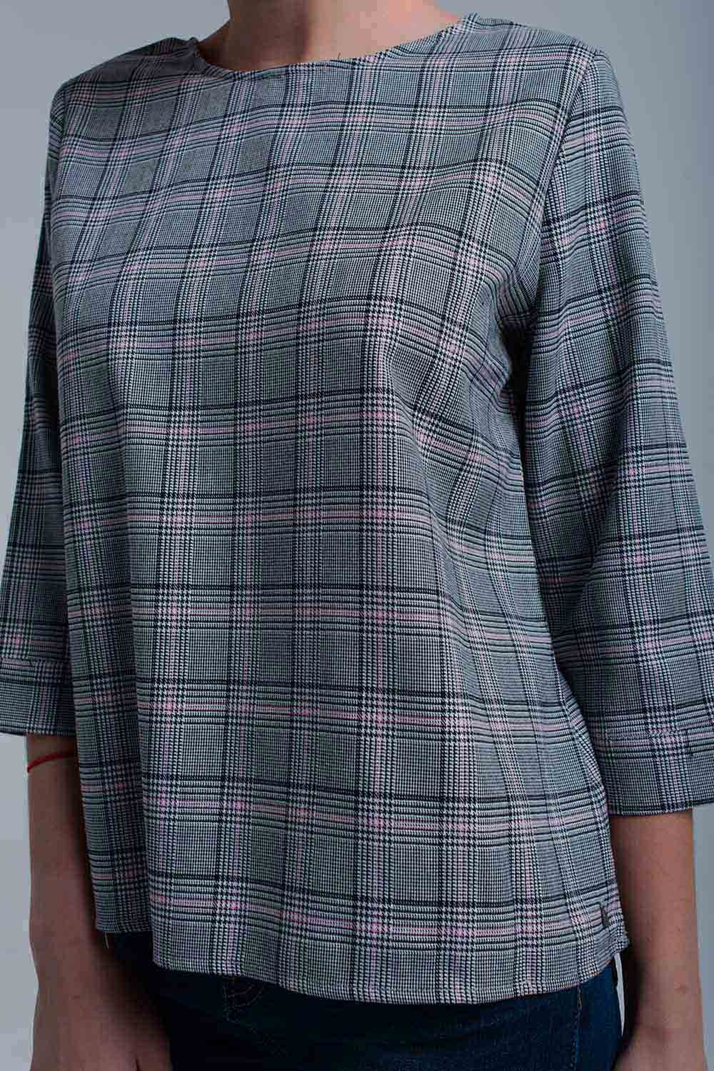 Top de tartán rosa con cintas Q2