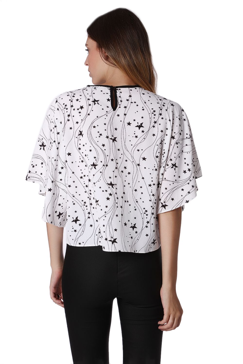 Top holgado con manga de ángel y estampado de estrellas negras Q2