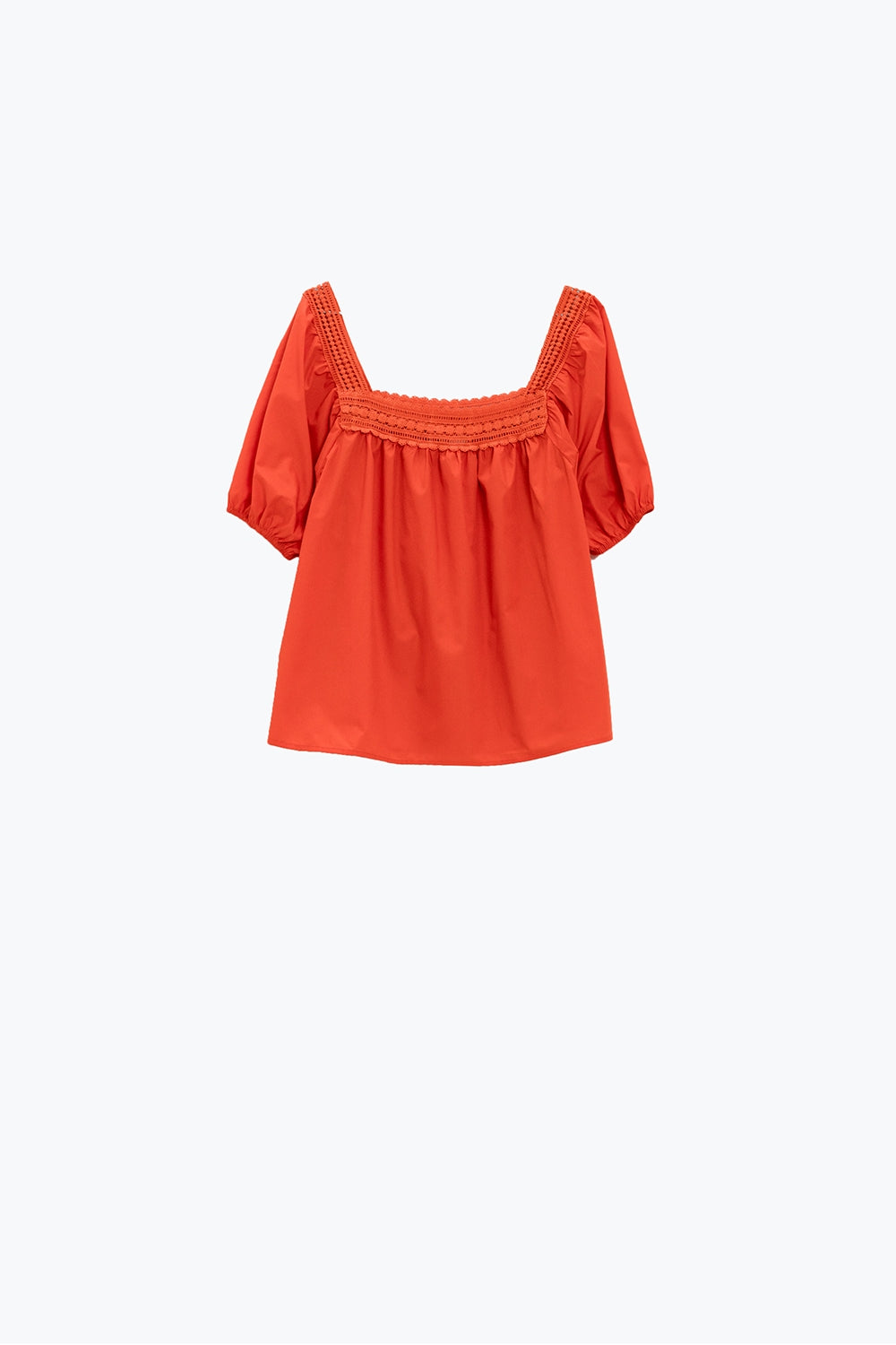 Top naranja con escote cuadrado y mangas cortas Q2