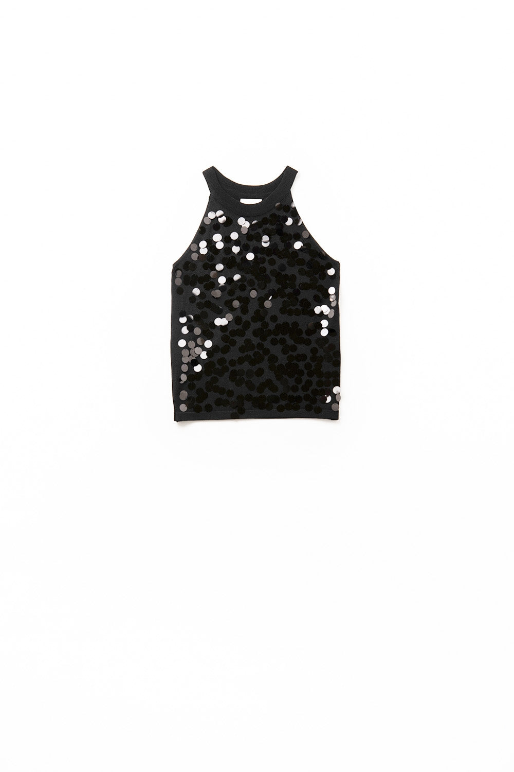 Q2 top negro de punto con detalle de lentejuelas