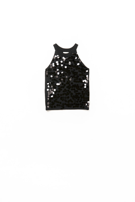 Q2 top negro de punto con detalle de lentejuelas