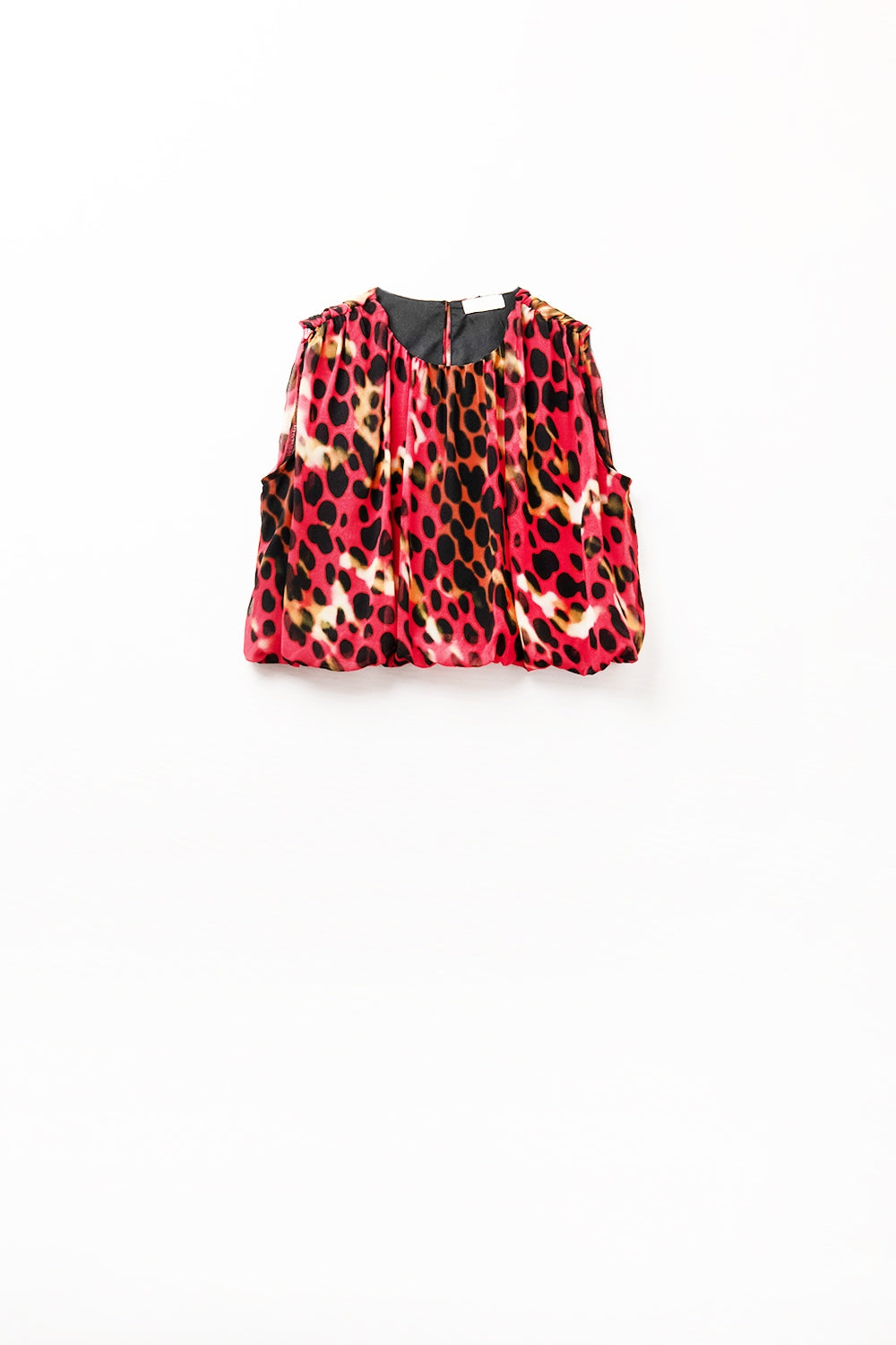 Top plisado con estampado animal en rojo y negro Q2