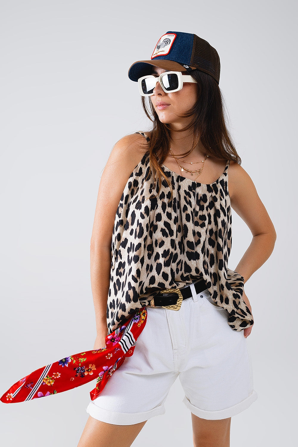 Top relajado con estampado de leopardo Q2