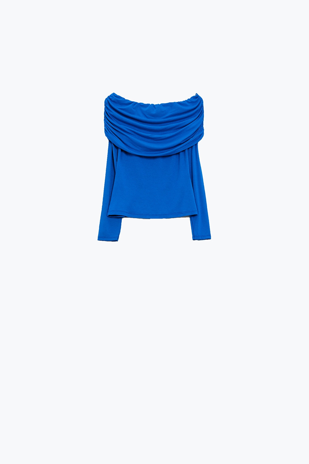 Top sin hombros escote barco en azul Q2
