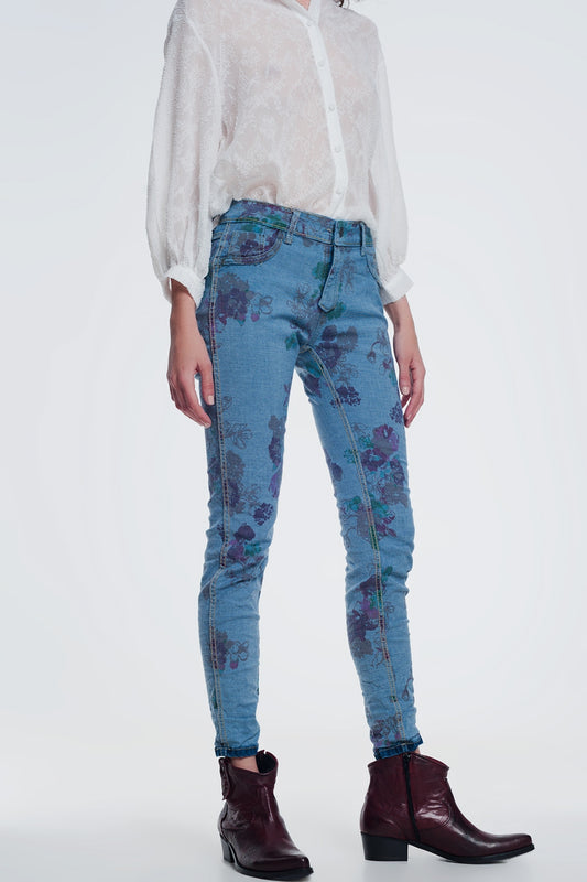 Q2 Vaquero reversible con estampado de flores