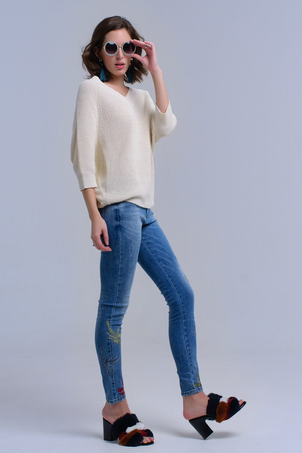 Vaquero skinny con bordados Q2