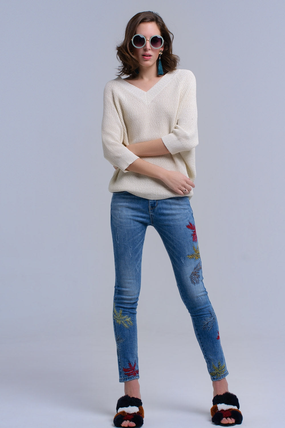 Q2 Vaquero skinny con bordados