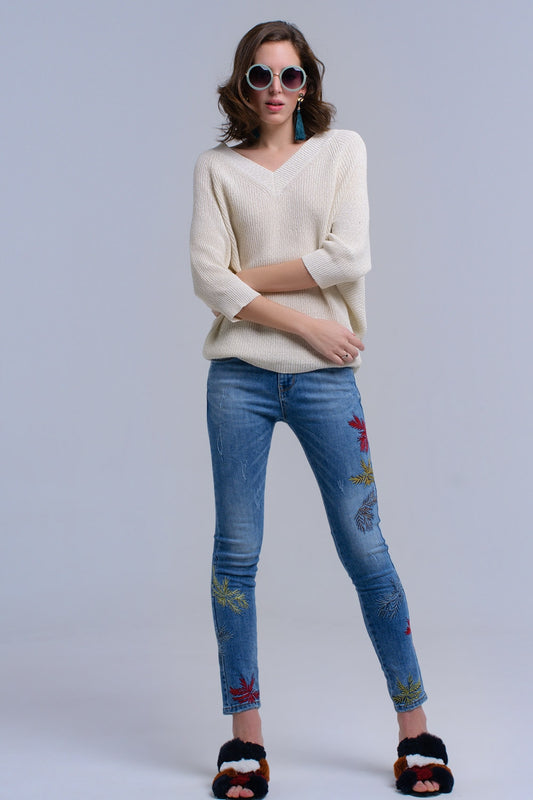 Q2 Vaquero skinny con bordados