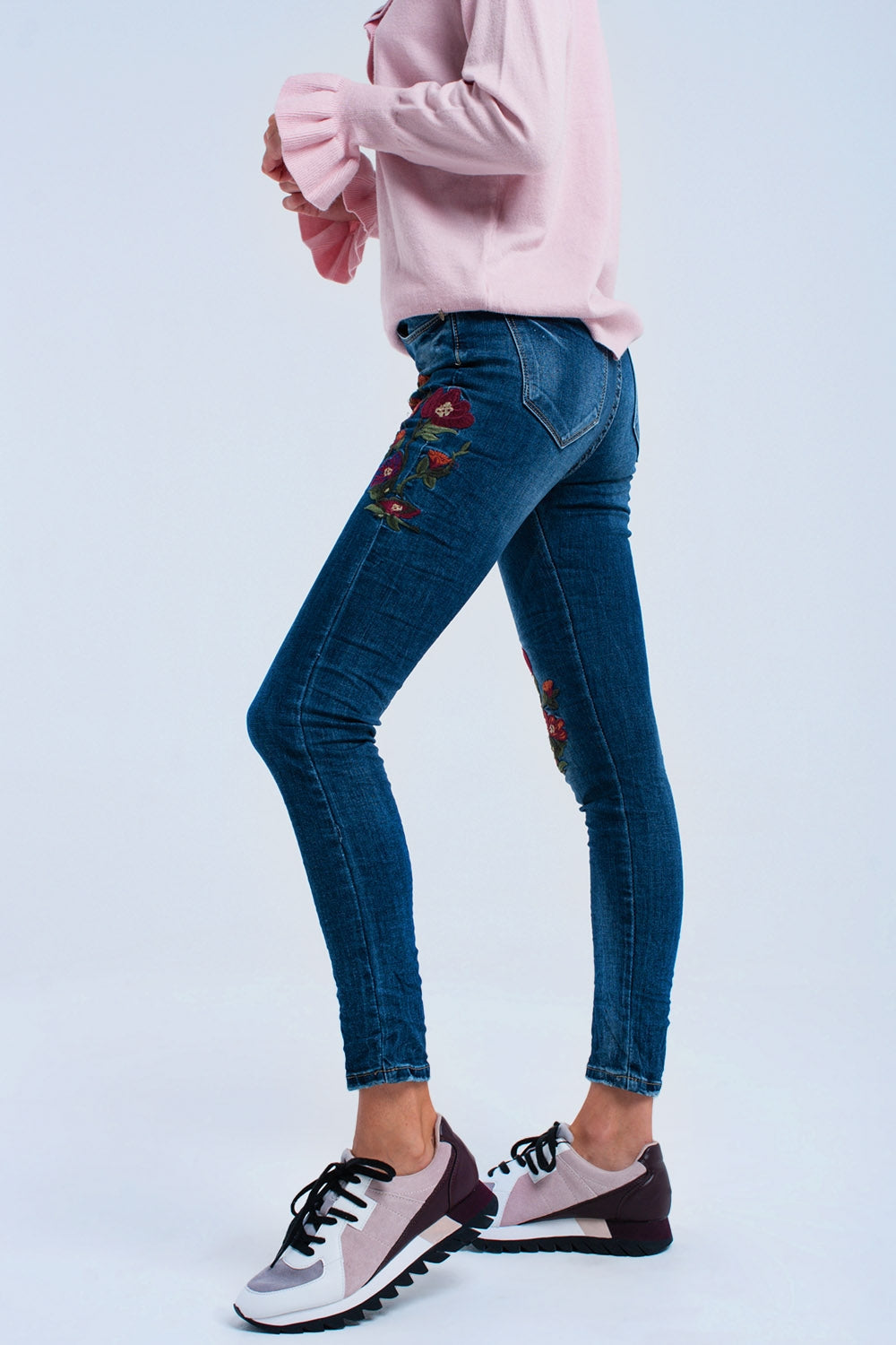 Vaquero skinny con flores Q2