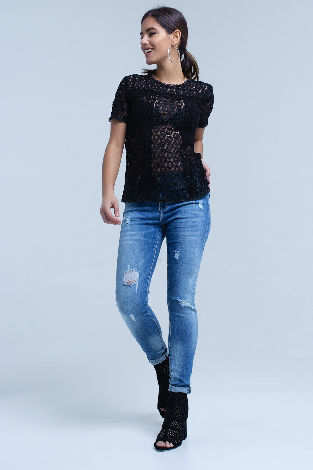 Vaquero skinny con roturas Q2
