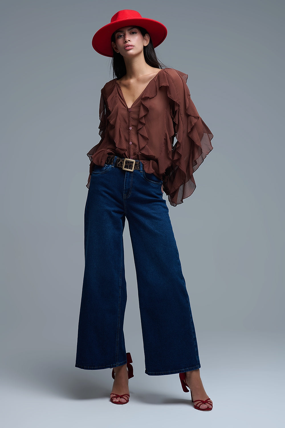 Vaqueros Basic Stretch con pernera ancha en azul oscuro Q2