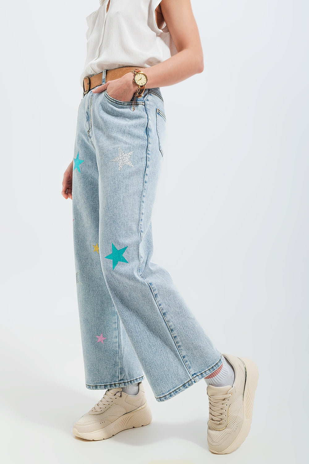 Vaqueros con estampado de estrellas Q2