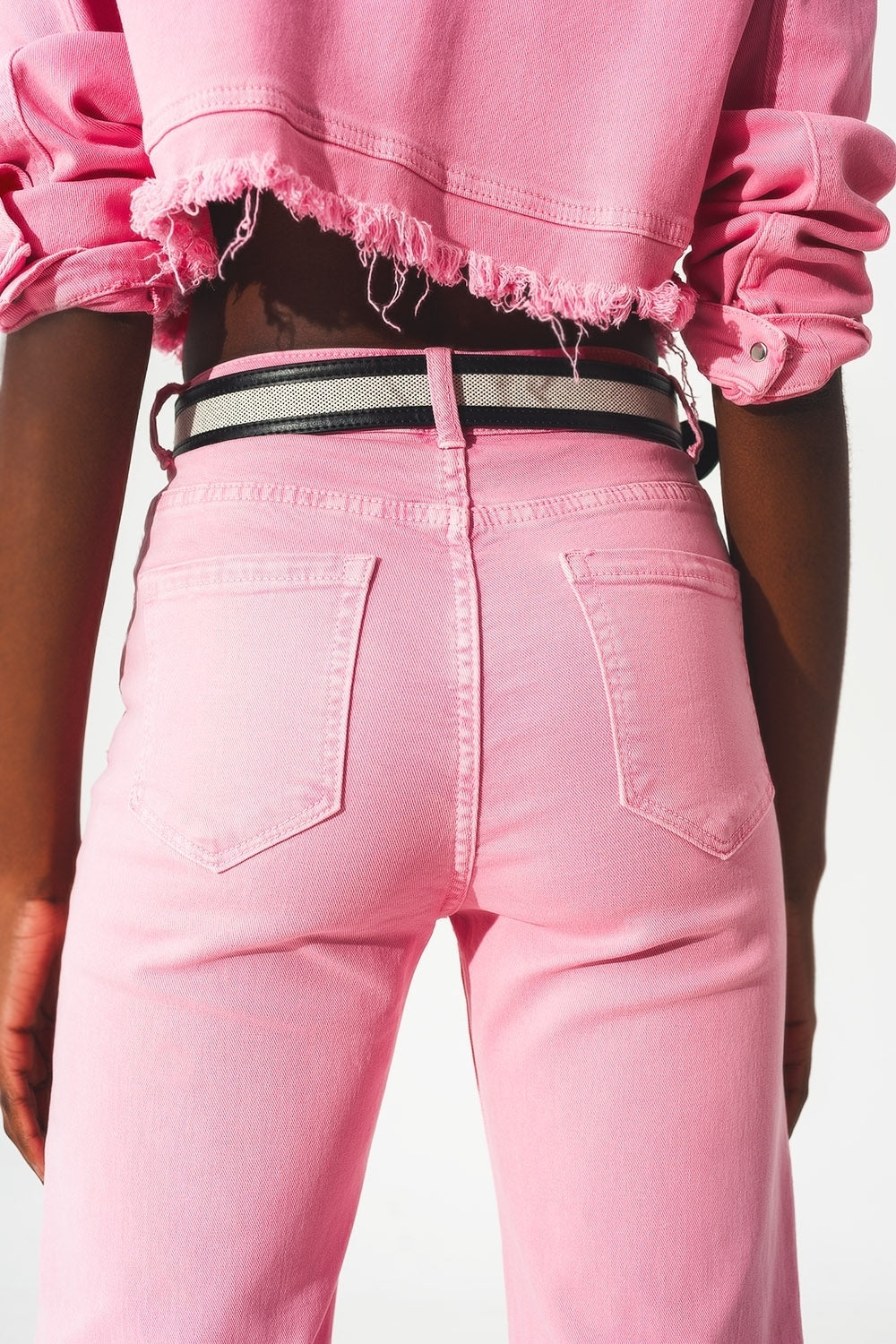 Vaqueros cropped wide leg en rosa Q2