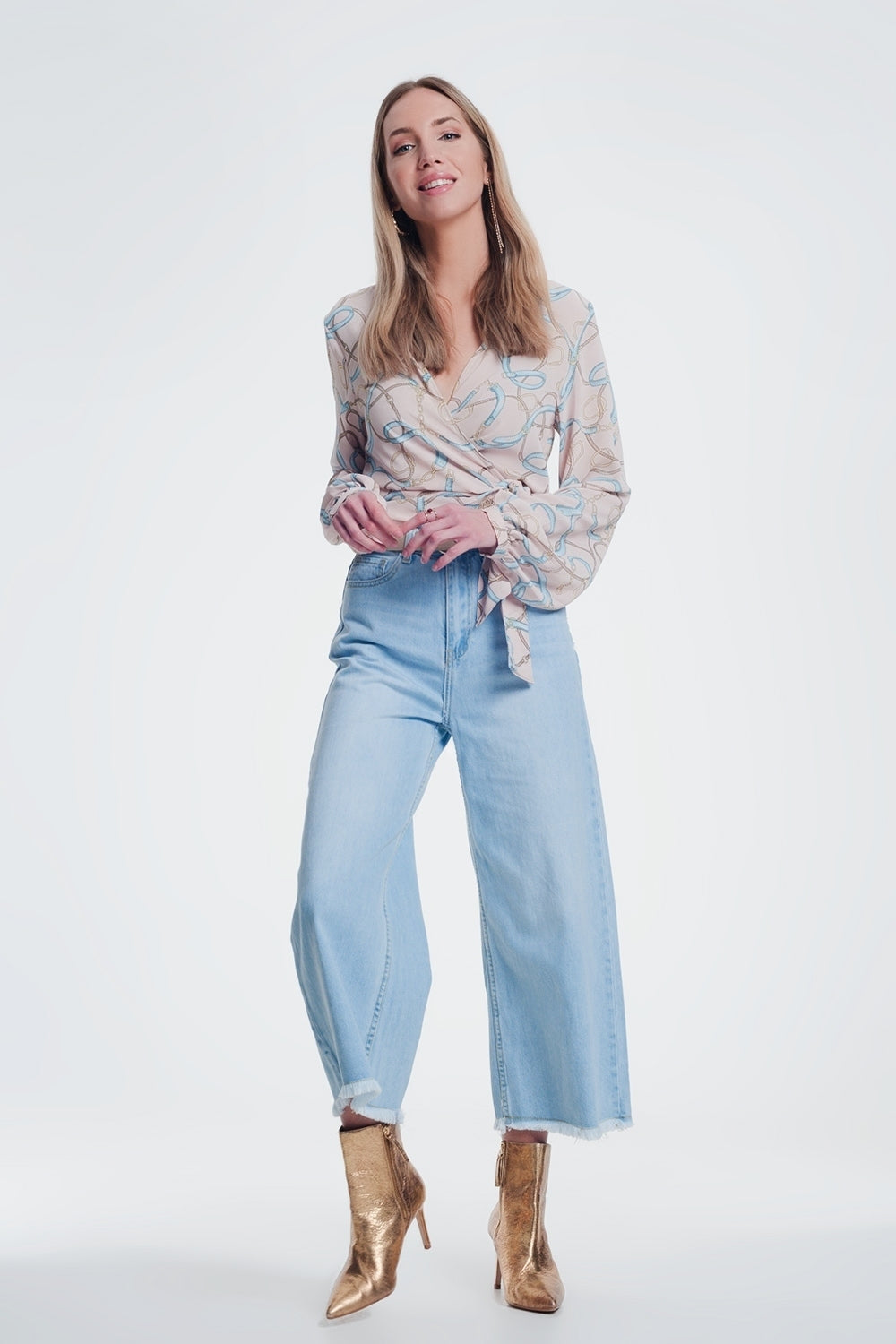 Vaqueros culotte con dobladillo rasgado Q2