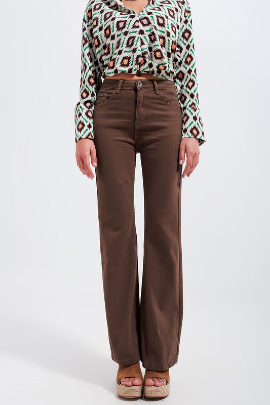 Q2 Vaqueros de campana color marron